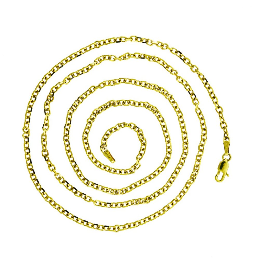 24" Cable Link Unisex Chain 14K Yellow Gold Necklace